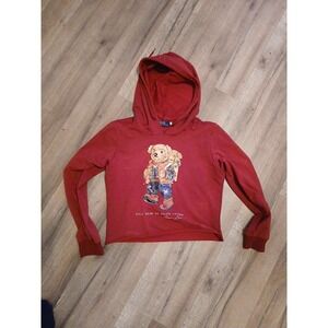 Polo Ralph Lauren Kid's Ralph Red Lunar Polo Bear Lined Hoodie Croped L